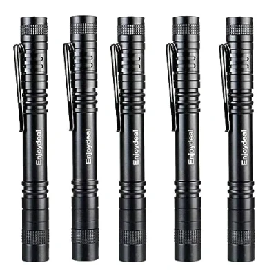 Image of Enjoydeal 5 Pack LED Flashlight Torch,Portable XPE R3 500LM Super Light Clip Mini Torch Penlight AAA for Sport Outdoor,Hiking,Fishing,Camping