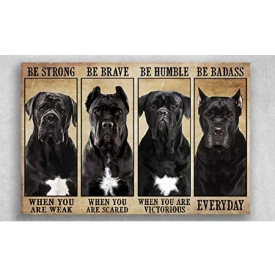 Image of Cane Corso Be Strong When You Are Weak Brave Scared Poster Vintage Wall Decor Metal Sign Plaque 8X12 inch