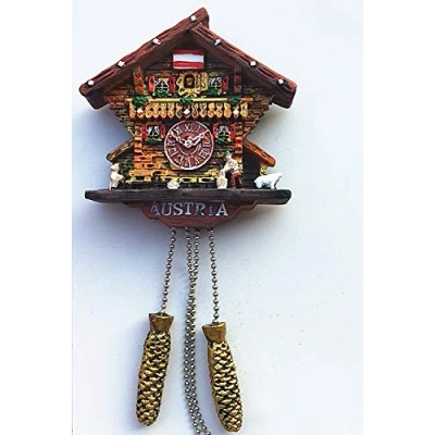 Image of 3D Cuckoo Clock of Austria Fridge Magnet Travel Souvenir Gift Home Kitchen Refrigerator Decoration Magnetic Sticker Craft Collection