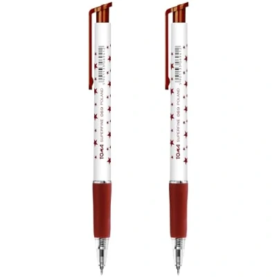 Image of Ballpoint Pens, Retractable Smudge Free Extra Fine Point 0.5 mm, Ideal for School, Office, Everyday Use (Red, 2 Pens)