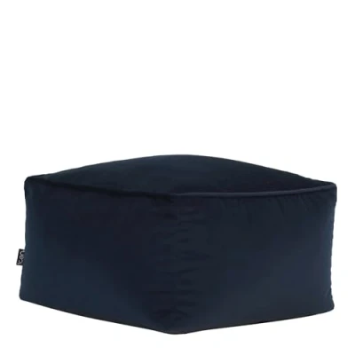 Image of icon Amara Bean Bag Footstool, Midnight Blue, Velvet Pouffe, Living Room Bedroom Footstool with Filling Included