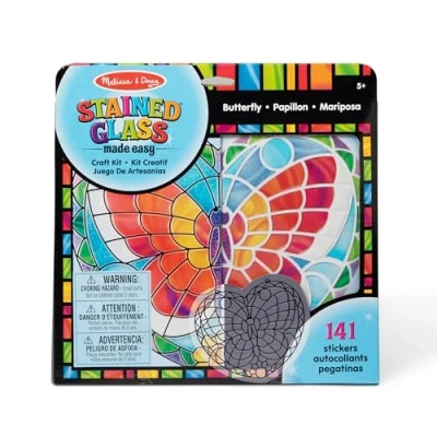 Image of Melissa &amp; Doug Stained Glass Made Easy Activity Kit: Butterfly 140+ Stickers