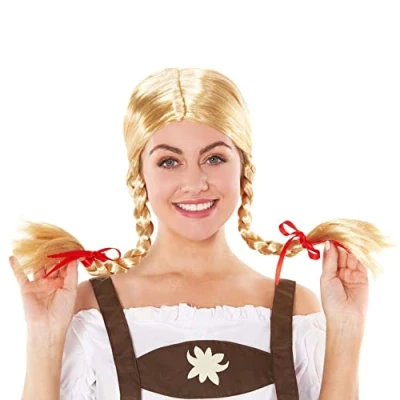 Image of Fun Shack Oktoberfest Wig Women, Bavarian with pigtails, Lederhosen Women Wig, Pigtail Costume One Size