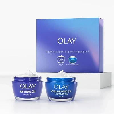 Image of Olay Skincare Gift Set: Hyaluronic Acid Face Moisturiser + Retinol 24 Night Cream, Skin Care Christmas Gifts For Women With Niacinamide, Smooth &amp; Hydrated Skin, 50ml