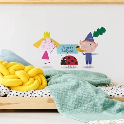 Image of Stickerscape Ben and Holly Wall Stickers (Personalised &amp; Holly) Official Holly, Nursery Stickers, Themed Bedroom, Decor Easy to Apply, Cleanly Removable
