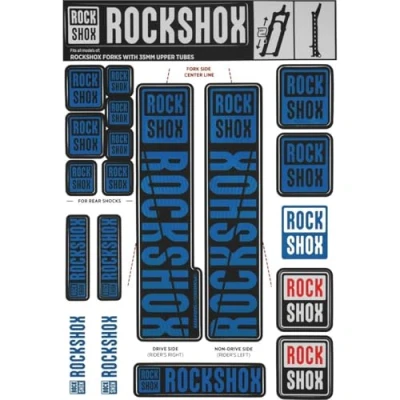 Image of RockShox Spare Front Suspension Decal Kit 35mm Water Blu My18 Pike/Lyrik/Yari/Domain/Revelation(2018+): Black