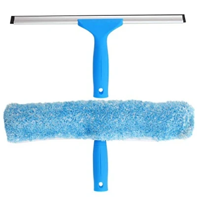 Image of MR.SIGA Professional Window Cleaning Combo Squeegee &amp; Microfiber Scrubber, 14&quot;