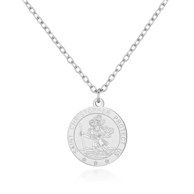 Image of Philip Jones Men&#039;s Stainless Steel St Christopher Necklace