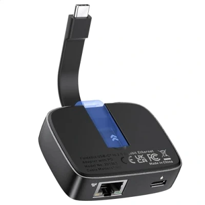 Image of Cable Matters Portable USB C to 2.5 Gigabit Ethernet Adapter with 100W Charging, (2.5g Adapter) Compatible Thunderbolt 4 port, for MacBook Pro, iPad XPS, Surface Pro