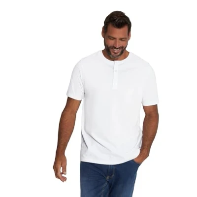 Image of JP 1880 Men&#039;s Henley Basic 1 T Shirt, White, XXXXX Large