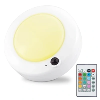 Image of BIGMONAT Wireless Ceiling Light Battery Operated, RGB Shower with Remote and Timer, Color Changing Bathroom Light, Dimmable LED for Closet Pantry Hallway Stairway Cabinet Counter