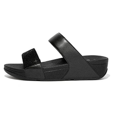 Image of Fitflop Women&#039;s Lulu Crystal Embellished Slides, All Black, 8 UK