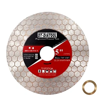 Image of DT DIATOOL Diamond Saw Blade Tile Cutting Disc 125mm for Angle Grinder Porcelain Ceramic Marble Artificial Stoneware Edge Grinding