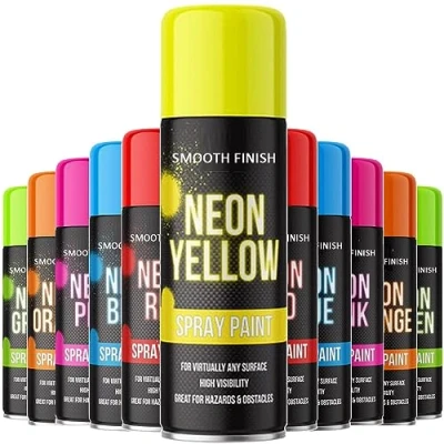 Image of AlezyB 1 x Yellow Neon Spray Paint 400ml 151 Fluorescent Bright Aerosol Extra Graffiti (Banksey) Assorted Colour
