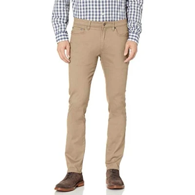 Image of Amazon Essentials Men&#039;s Skinny Fit 5 Pocket Stretch Twill Trouser, Khaki Brown, 32W / 34L