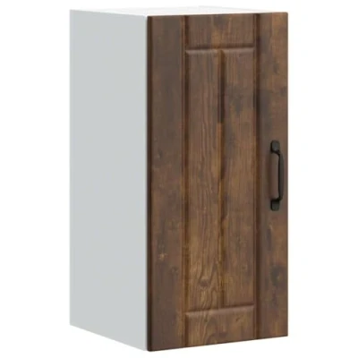 Image of vidaXL Lucca Smoked Oak Kitchen Wall Cabinet Engineered Wood, Glass Door, 60x31x40 cm