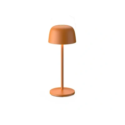 Image of Lindby LED rechargeable table lamp Arietty, orange, aluminium, Ø 10.5 cm