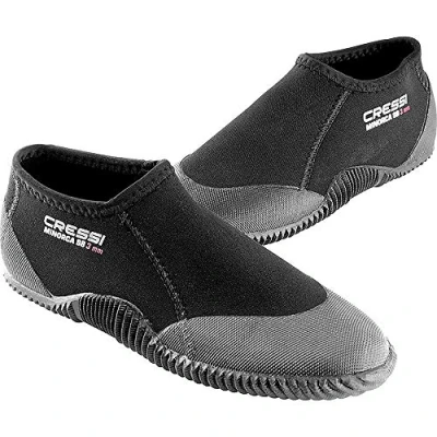 Image of Cressi Minorca Shorty Boots 3mm Double Lined Neoprene for Diving and Aquatic Activities, Black/Sole Black, S 5.5/6.5, Unisex Adult