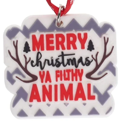 Image of Merry Christmas Ya Filthy Animal Funny Hanging Tree Decoration Silicone Ornament Novelty Bauble Stocking Filler Secret Santa Colourful Multicoloured Small Gift