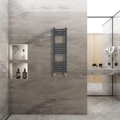 Image of Warmehaus Straight Heated Towel Rail Radiator Ladder Anthracite Grey 1000x300mm Central Heating Radiators for Bathroom Kitchen