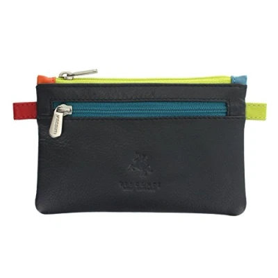 Image of Visconti Leather Zip Top CORA Coin Purse with Keyring CP2 Navy Multi
