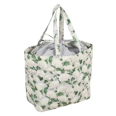 Image of Hobby Gift Drawstring Craft Bag Wool Storage Tote, Yarn Holder 100% Cotton, Hydrangea, (d/w/h) 18 x 32 34cm