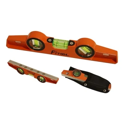 Image of Professional Magnetic Scaffolding Spirit Level 10 Inch, Milling V Groove Base with 5 Strong Rare Earth Magnets for Superior Gripping Power, Die Cast Torpedo 250MM and Holster