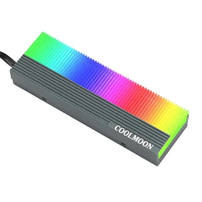 Image of Luqeeg 5V ARGB Dual Interface NVMe M.2 Heatsink SSD Cooler for 2280 Drives Only, with Thermal Pad, RGB Backlight
