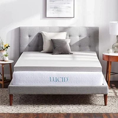 Image of LUCID 7.5 cm Bamboo Charcoal Memory Foam Mattress Topper Activated Breathable Topper, Single Bed (90 x 190 cm)