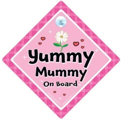 Image of Yummy Mummy Car Sign, Bumper Sticker, baby on board, Driving Automobile Vehicle Sticker Style, decal