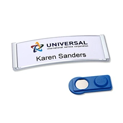 Image of Pack of 20 Polar® &quot;Metal&quot; Magnetic Name Tags, Including Printing Sheets