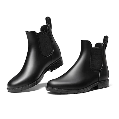 Image of DREAM PAIRS Wellington Boots Women and Men Ankle Ladies Wellies Short Chelsea Booties Waterproof Rain Boots,SDRB2201W E,Black,4.5 UK/37 (EUR)