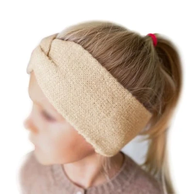 Image of Papierdrachen Children&#039;s Knitted Headband Beige Comfortable &amp; Stylish with Knot Perfect Accessory for Boys and Girls
