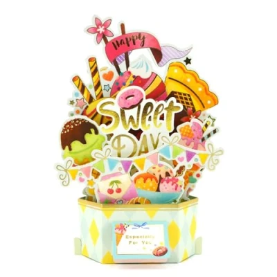 Image of Fassory 3D Pop Up Card Sweet, Birthday for Granddaughter Daughter Sister Girls Women, Sweet Day Universal Greeting (Sweet)