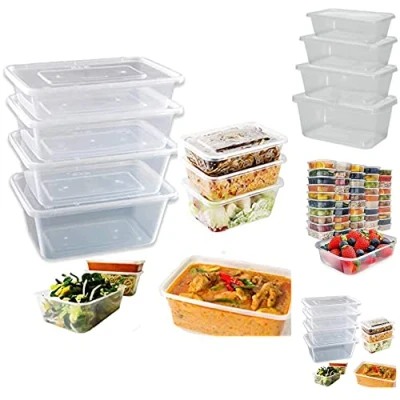 Image of BBP Express 10 x Plastic Food Storage Containers with Lids Meal Prep BPA Free Reusable Boxes (1000ml Extra Large)