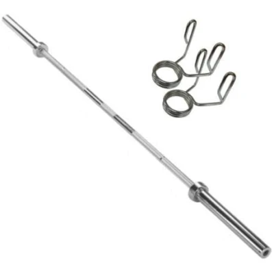Image of Olympic Weight Lifting Barbell Bars with Spring collars 4ft free