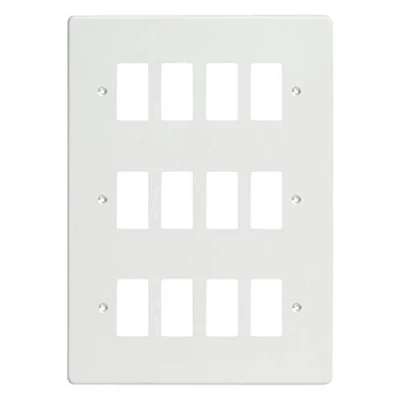 Image of Varilight XDQPG12 PowerGrid Premium White 12 Gang Grid Plate (Triple Twin Plate)