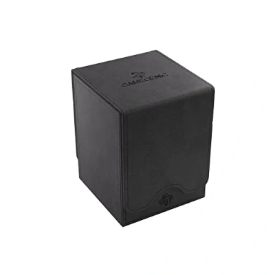 Image of Gamegenic Squire 100+ XL Convertible Deck Box Card Storage with Removable Cover Clips Holds 100 Double Sleeved Cards in Extra Thick Inner Sleeves Black Color Made