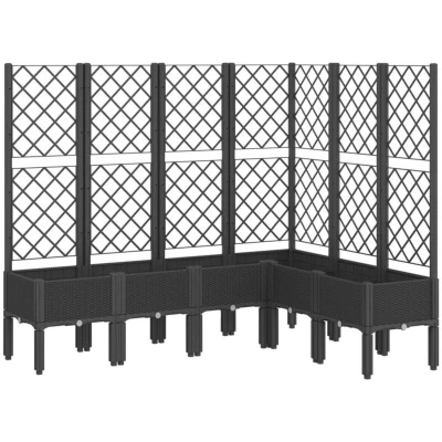 Image of vidaXL Garden Planter with Trellis Black 160x120x142 cm PP