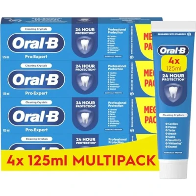 Image of Oral B Pro Expert Professional Protection Toothpaste, 500 ml (125 x 4), Shipped in Eco Friendly Recycled Carton