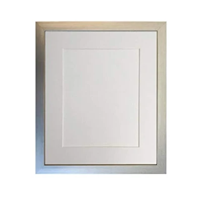 Image of FRAMES BY POST 0.75 Inch Silver Picture Photo Frame with White Mount A4 Image Size 9 x 6 Plastic Glass