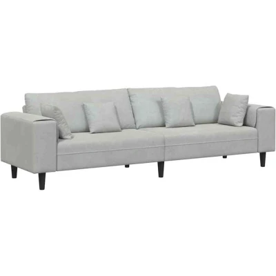 Image of vidaXL Velvet Sofa with Cushion Pillow Light Grey