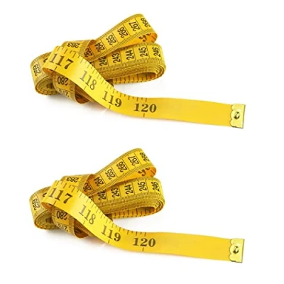 Image of Tape Measure for Body 2 Pack Double Scale Measurement Sewing, Body, Tailor 60 Inch/ 150 cm (Yellow)