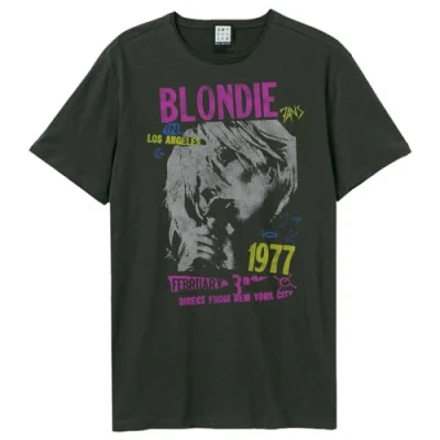 Image of Amplified Unisex Adult Tour 77 Blondie T Shirt (L) (Charcoal)