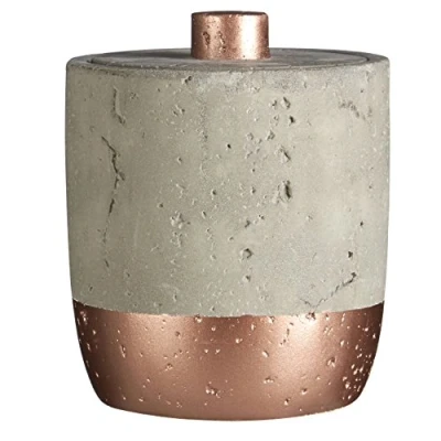 Image of Premier Housewares Neptune Cotton Jar with Lid, Concrete, 400ml, Grey/Copper, 10 x 12 cm