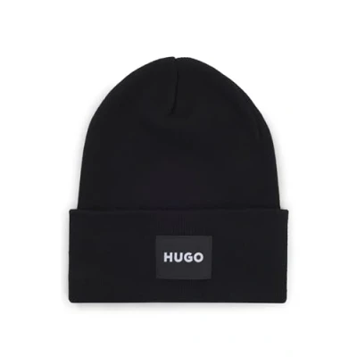 Image of HUGO Xevon Unisex Beanie, Size: One Size, Black