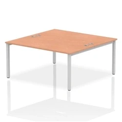 Image of Impulse Bench B2B 2 Person 1600 Silver Frame Office Desk Beech