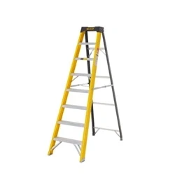 Image of Climb It Glass Fibre Swingback Stepladder; 7 Tread; 150kg Yellow/Black
