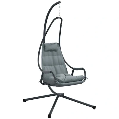 Image of vidaXL Hanging Chair with Stand and Cushion Anthracite Steel