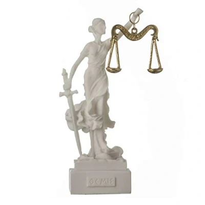 Image of BeautifulGreekStatues GREEK GODDESS THEMIS STATUE FIGURINE BLIND LADY JUSTICE LAWYER GIFT SQUARE BASE